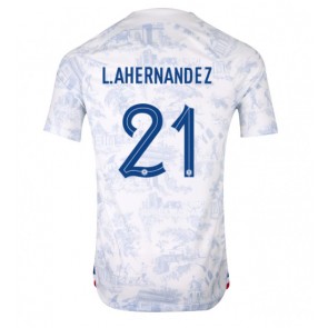 Frankrike Lucas Hernandez #21 Bortedrakt VM 2022 Kortermet
